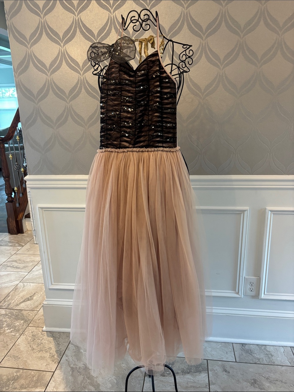 Ooh! La, La! Couture Black Sequin Bodice with Blush Tulle Skirt